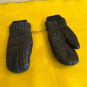 Vintage Grandoe Blue Leather Mittens Size M